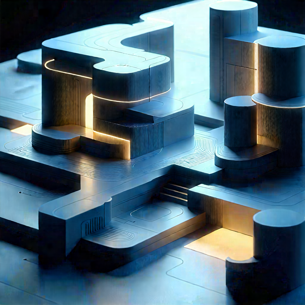 Futuristic (digital:1.11) workspace