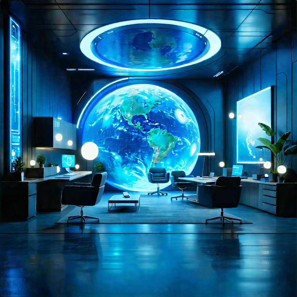 Futuristic Tech Startup Office With Futuristic Office