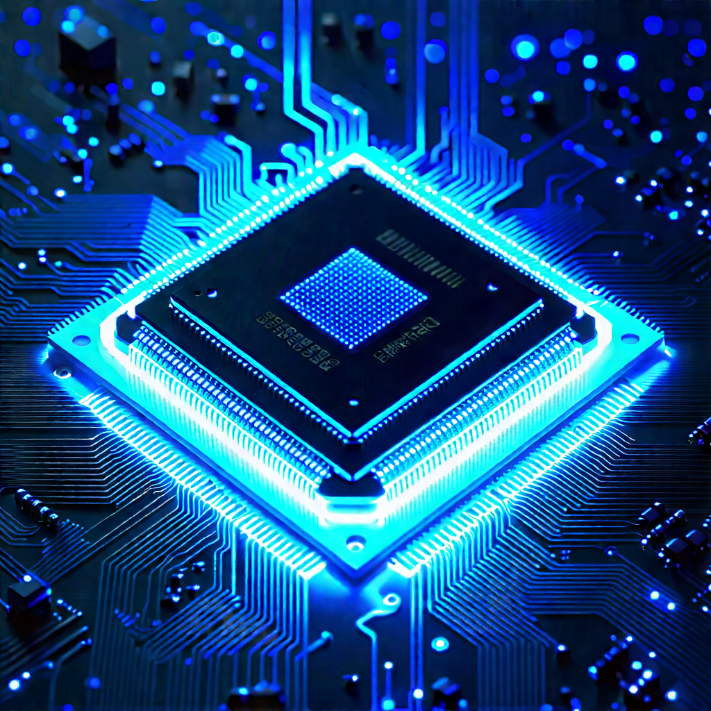Microchip with blue light (glow:1.49)