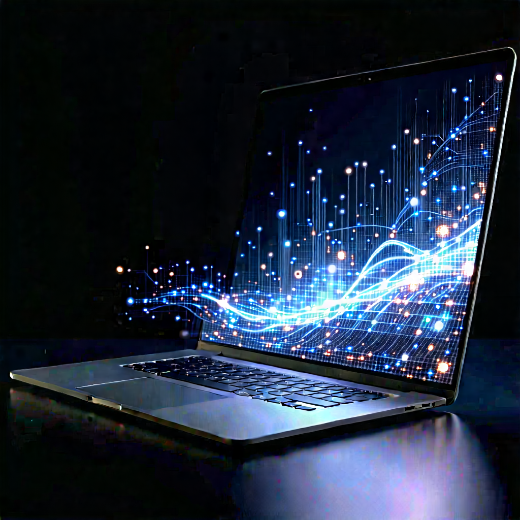 Laptop With Data Visualization With Laptop Computer