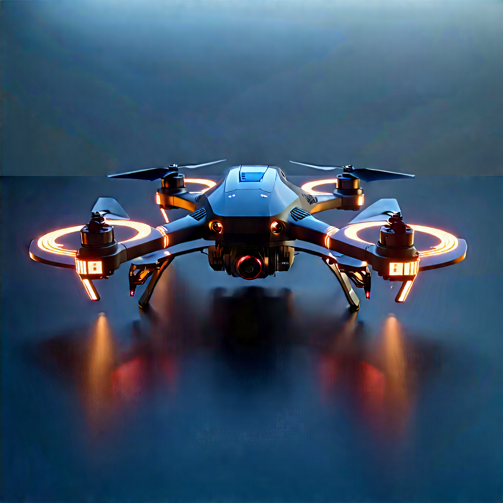Drone With Data Visualization With Black Drone