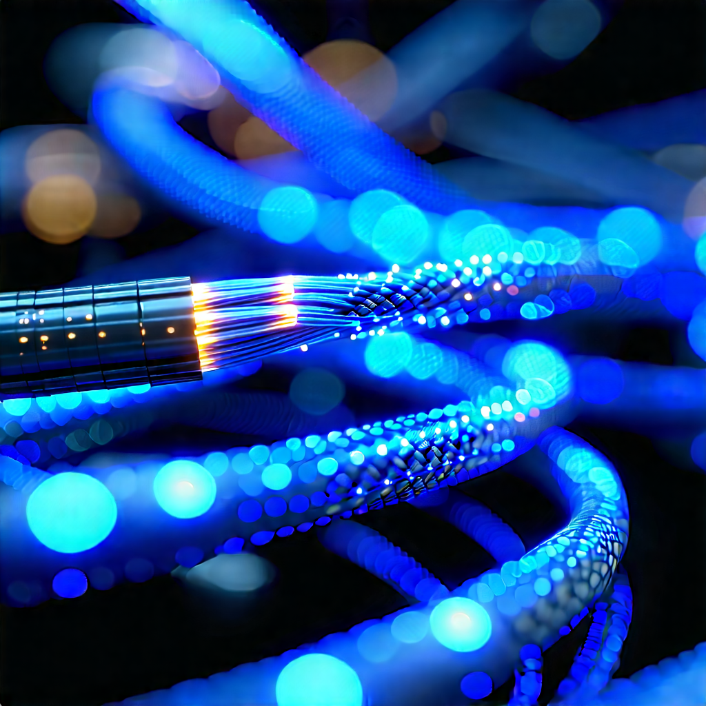 Close-up Of Fiber Optic Cables With Image, There