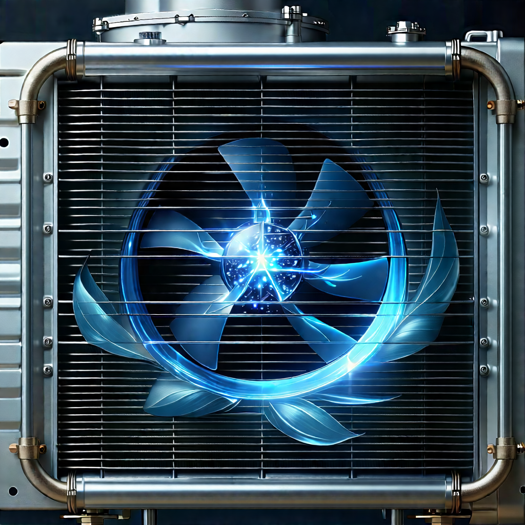 Close-up Of Cooling System With Blue White