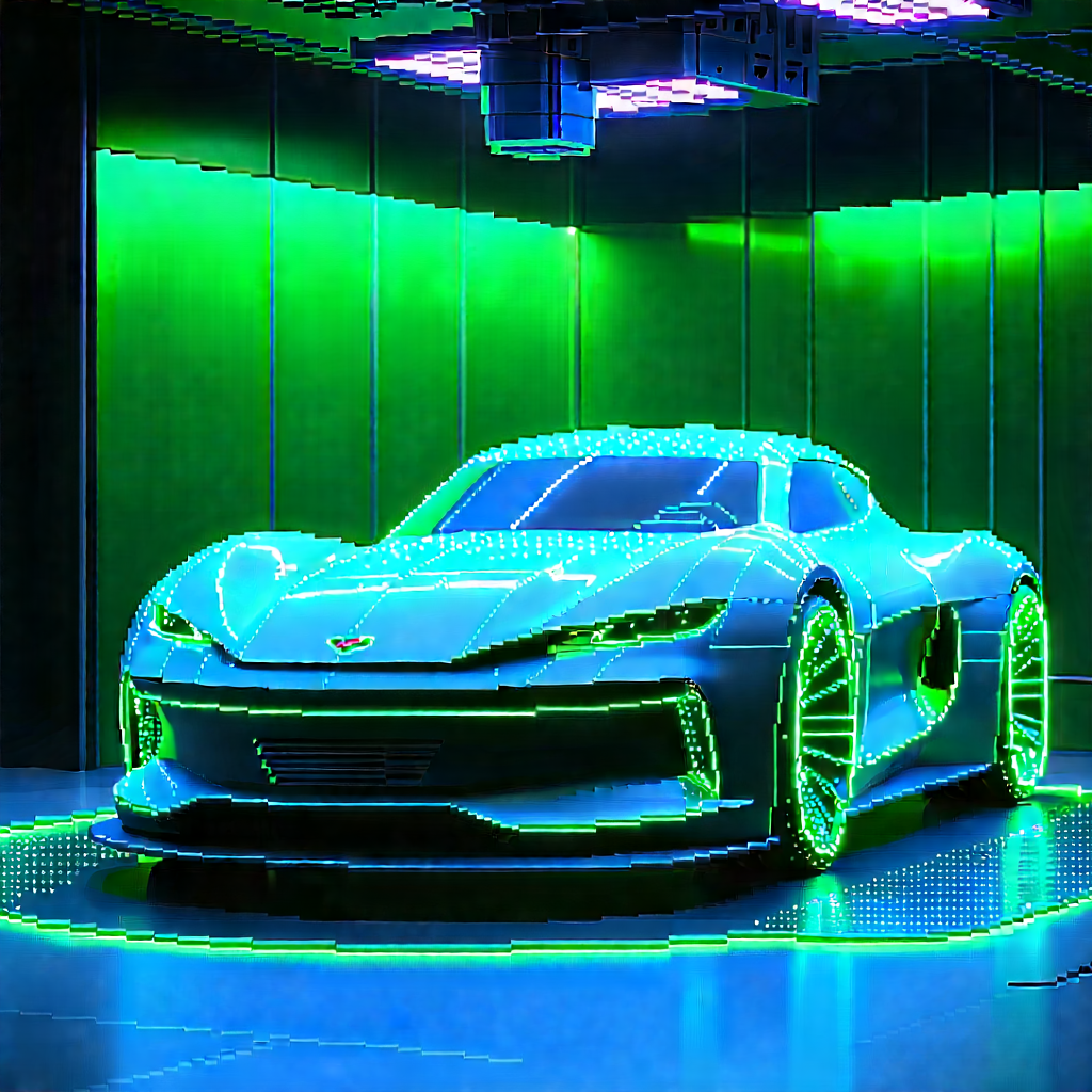 Automotive Technology In Research Center With Blue Sports