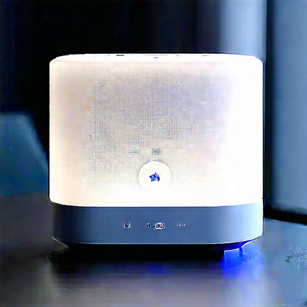 Smart Home Device With Glowing Screen With Small White