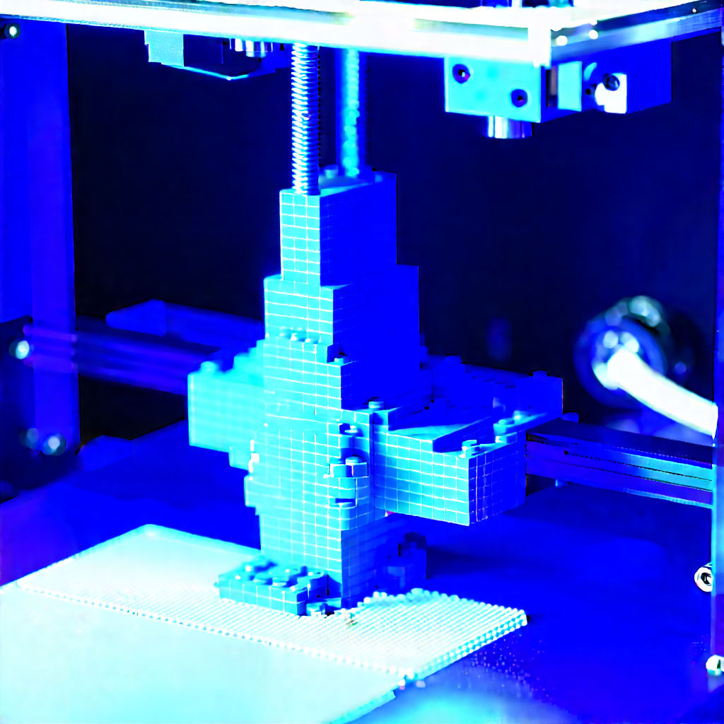 3d printer with blue light (glow:1.21)