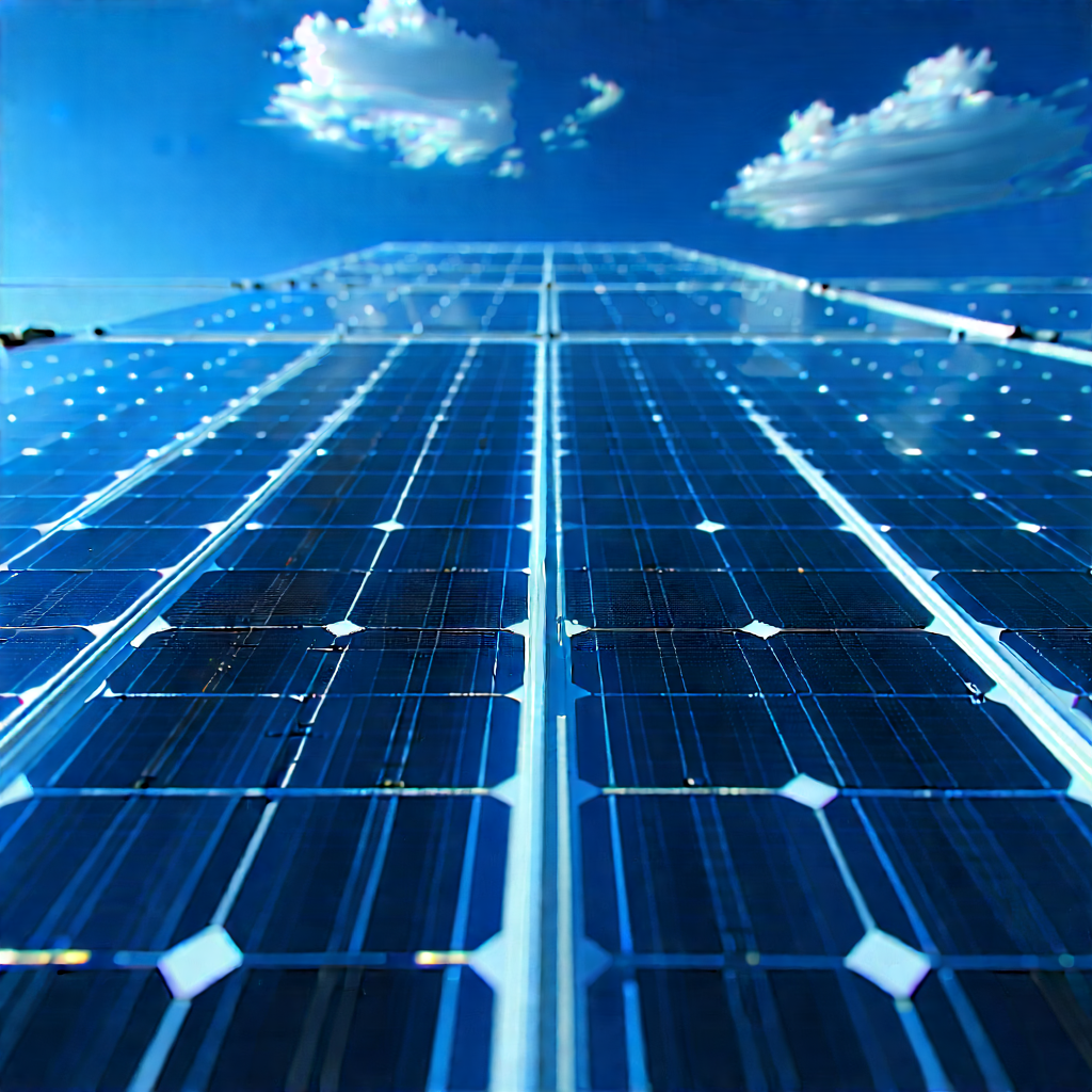 Solar Panel With Blue Light Glow With Large Solar