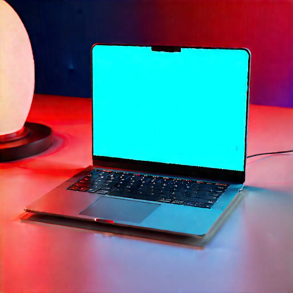 Laptop With Glowing Screen With Laptop Computer