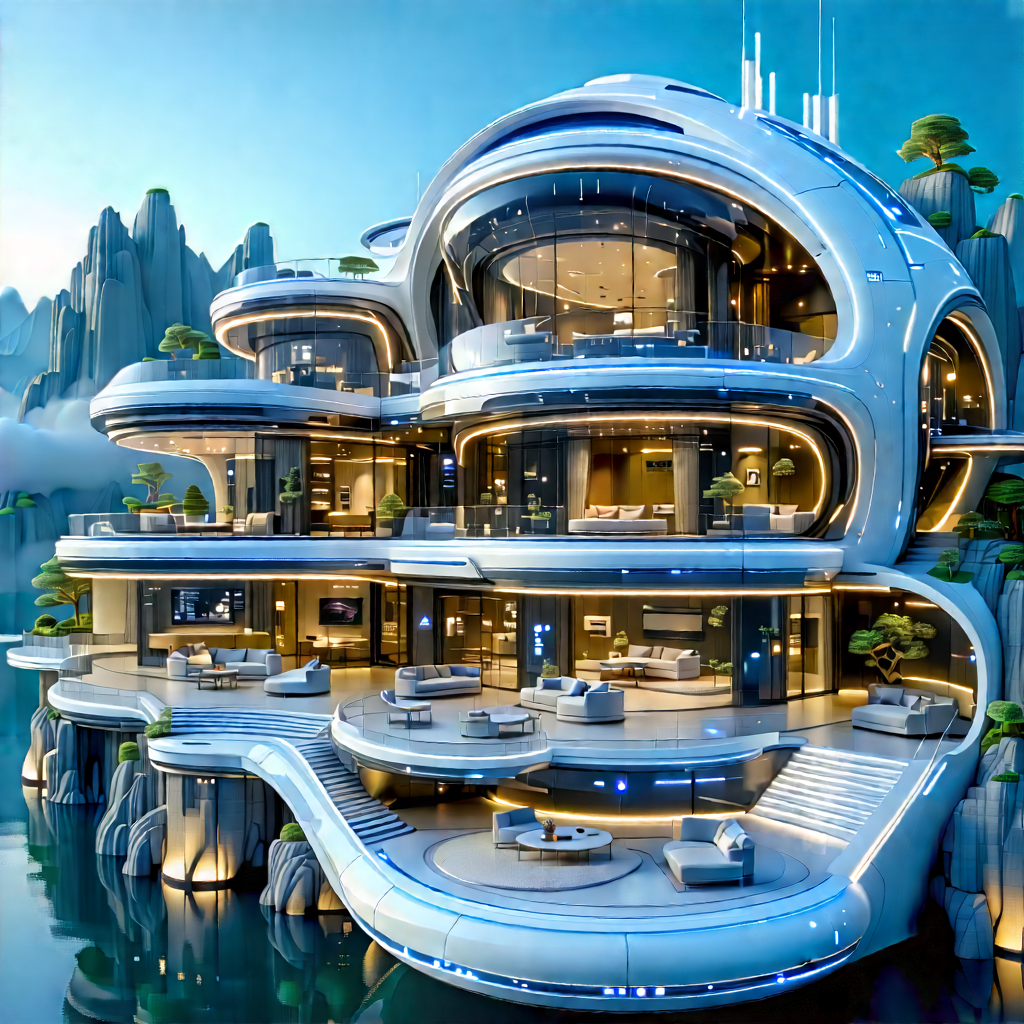 (futuristic:1.32) smart home
