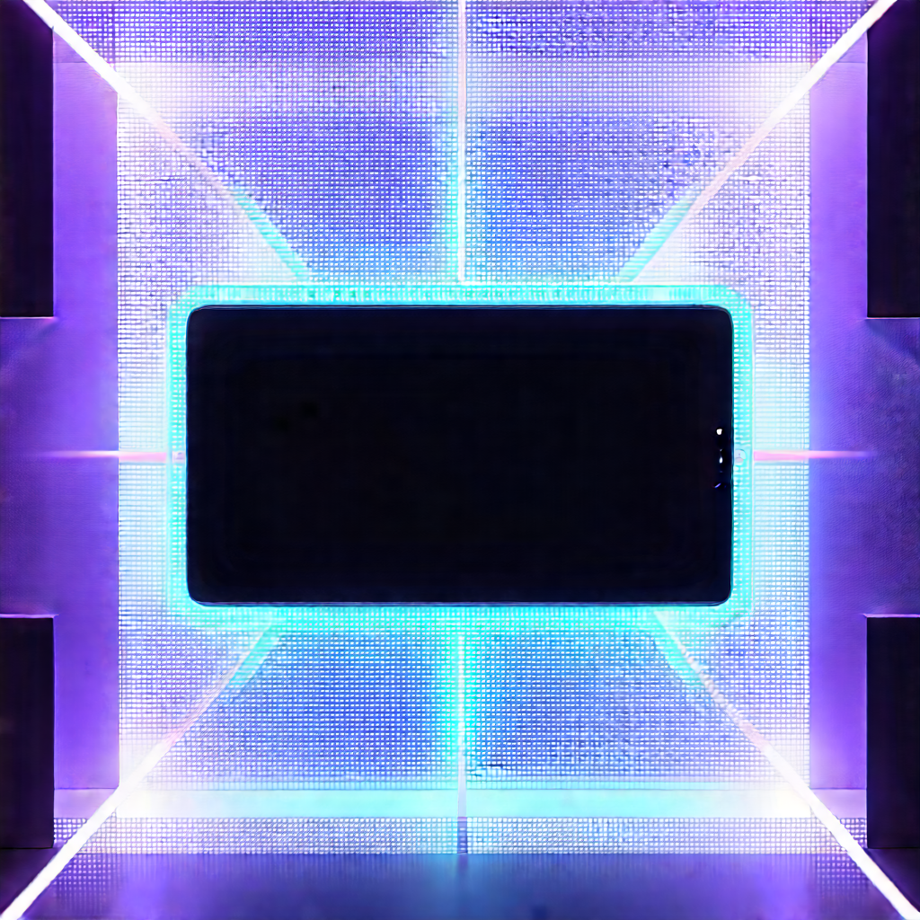 Tablet with glowing screen