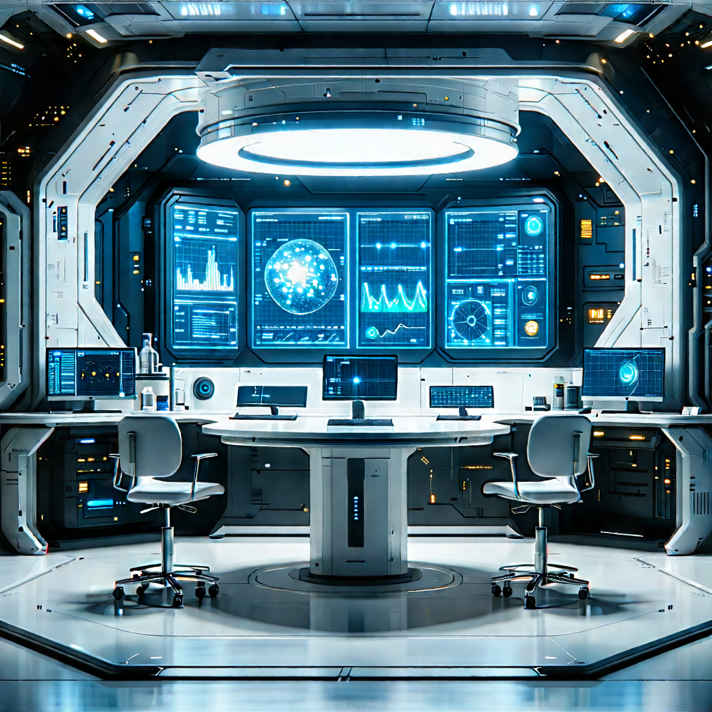 Futuristic Research Laboratory With Image, There