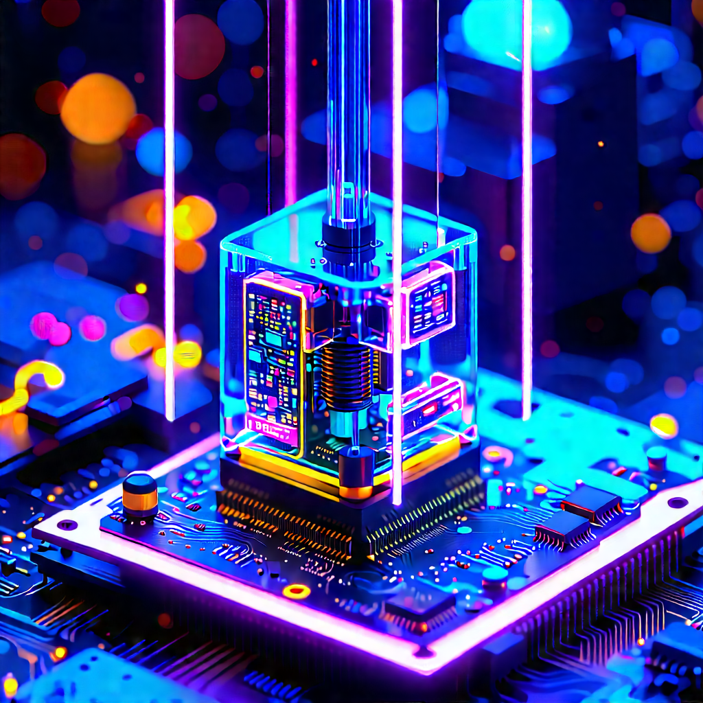 Quantum Computer With Neon Accents With Futuristic-looking Structure