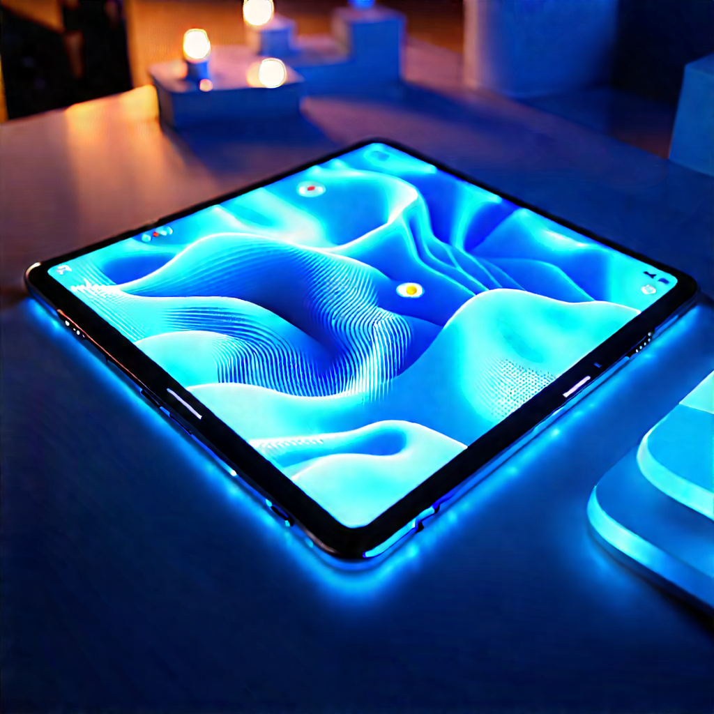 Tablet With Glowing Screen With Table Large,