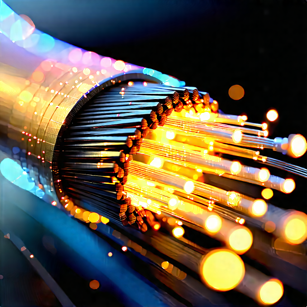 Close-up Of Fiber Optic Cables With Close-up Large,