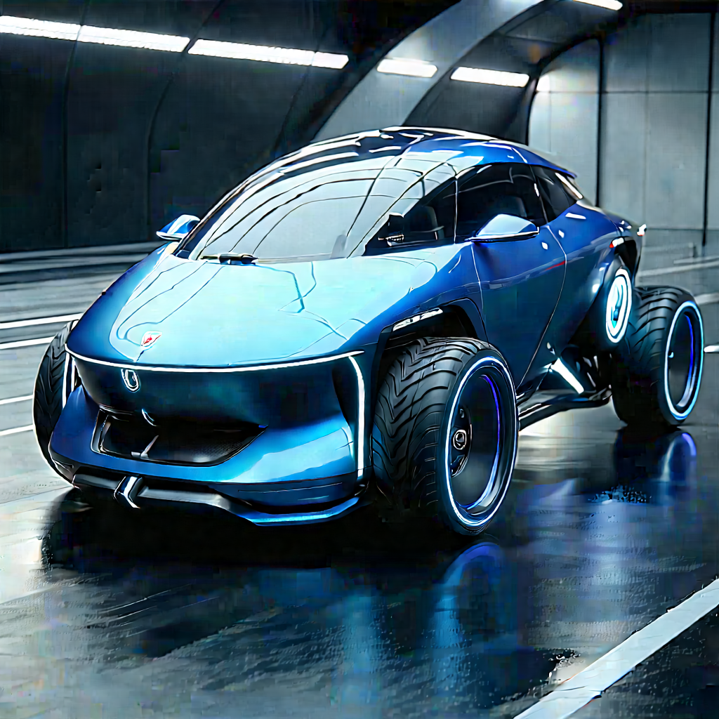 Innovative Electric Vehicle Design With Futuristic Blue