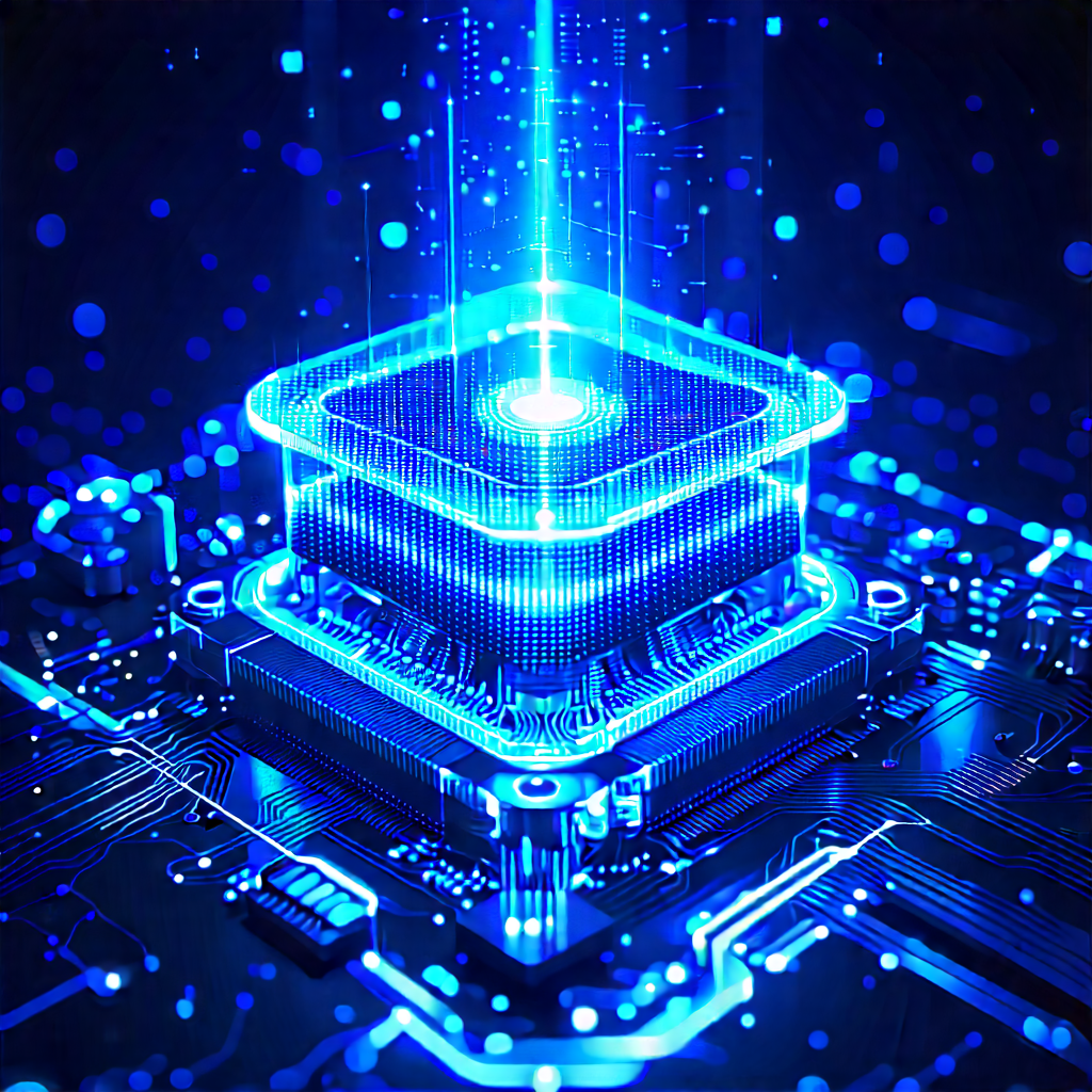 Quantum Computer With Blue Light (glow:1.11) With Image, There