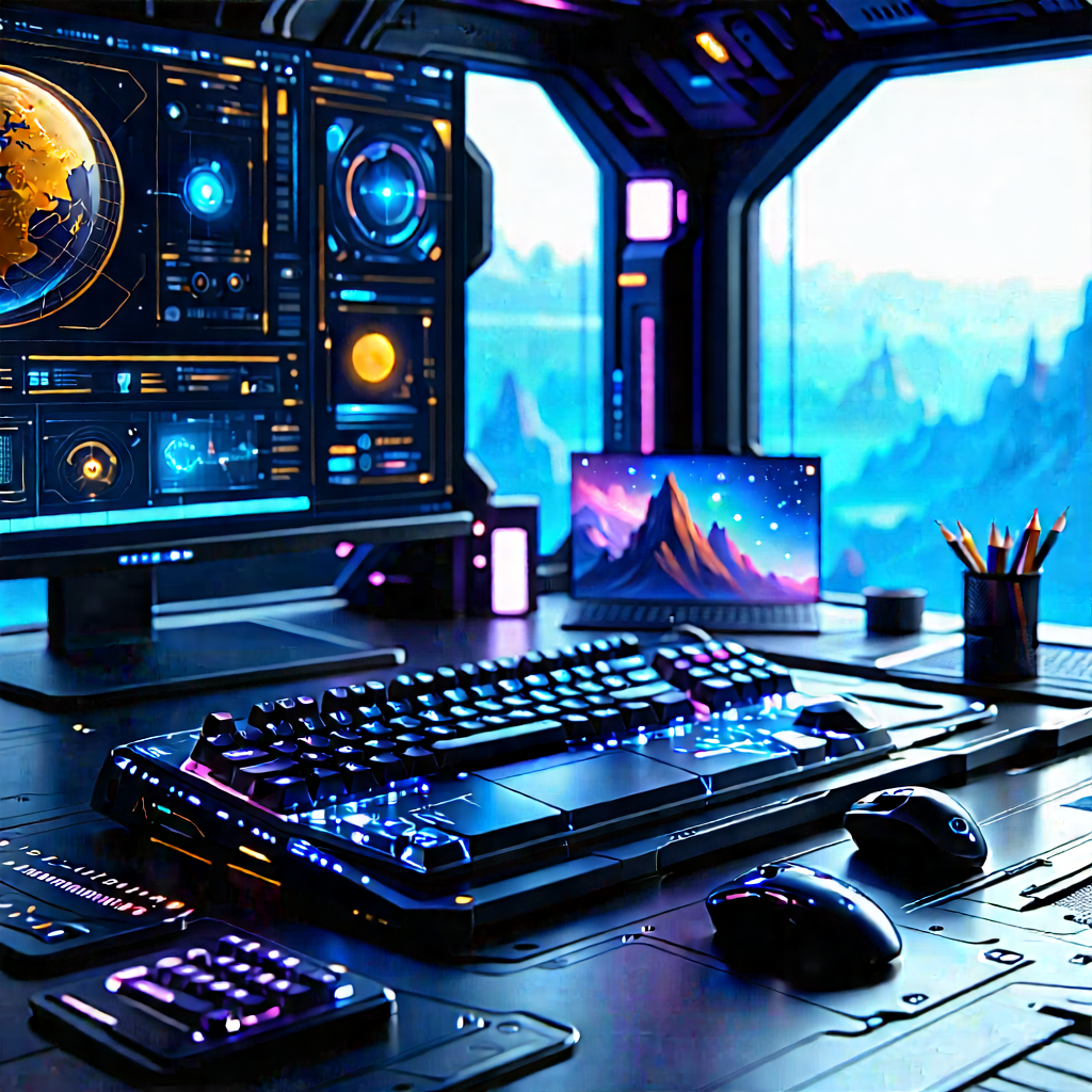 (futuristic:1.44) Digital Workspace With Image, There