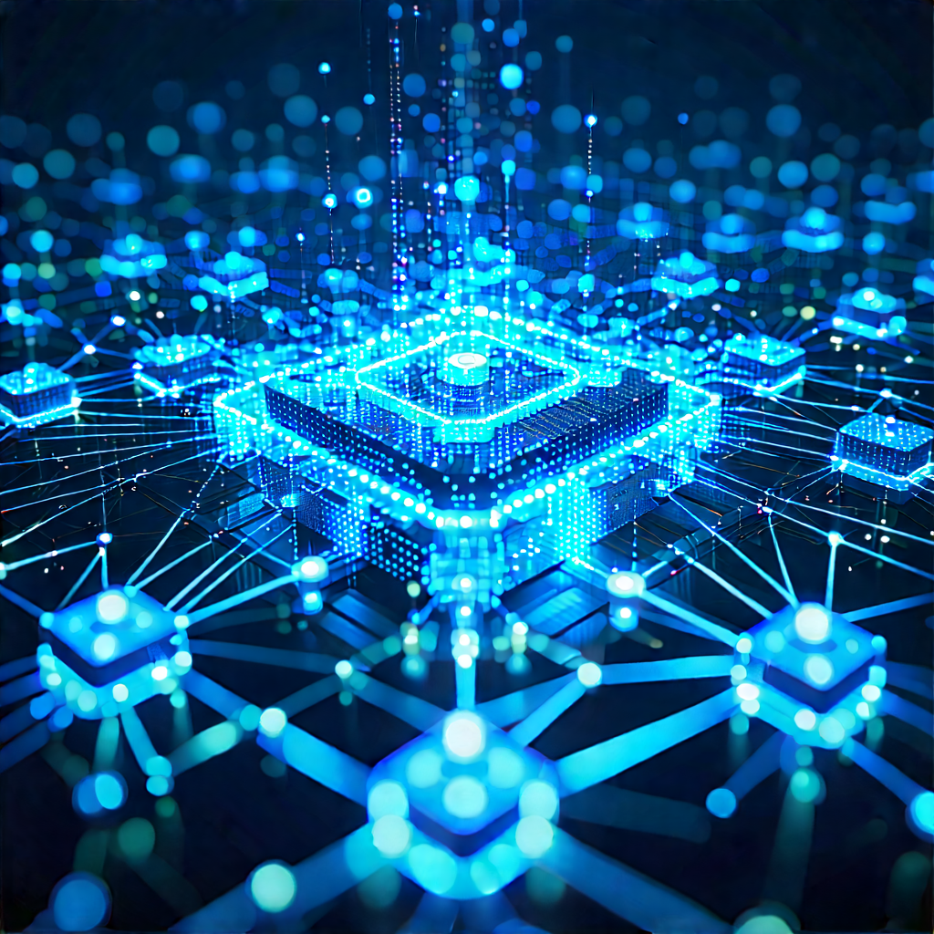 Blockchain Network Visualization With Blue White