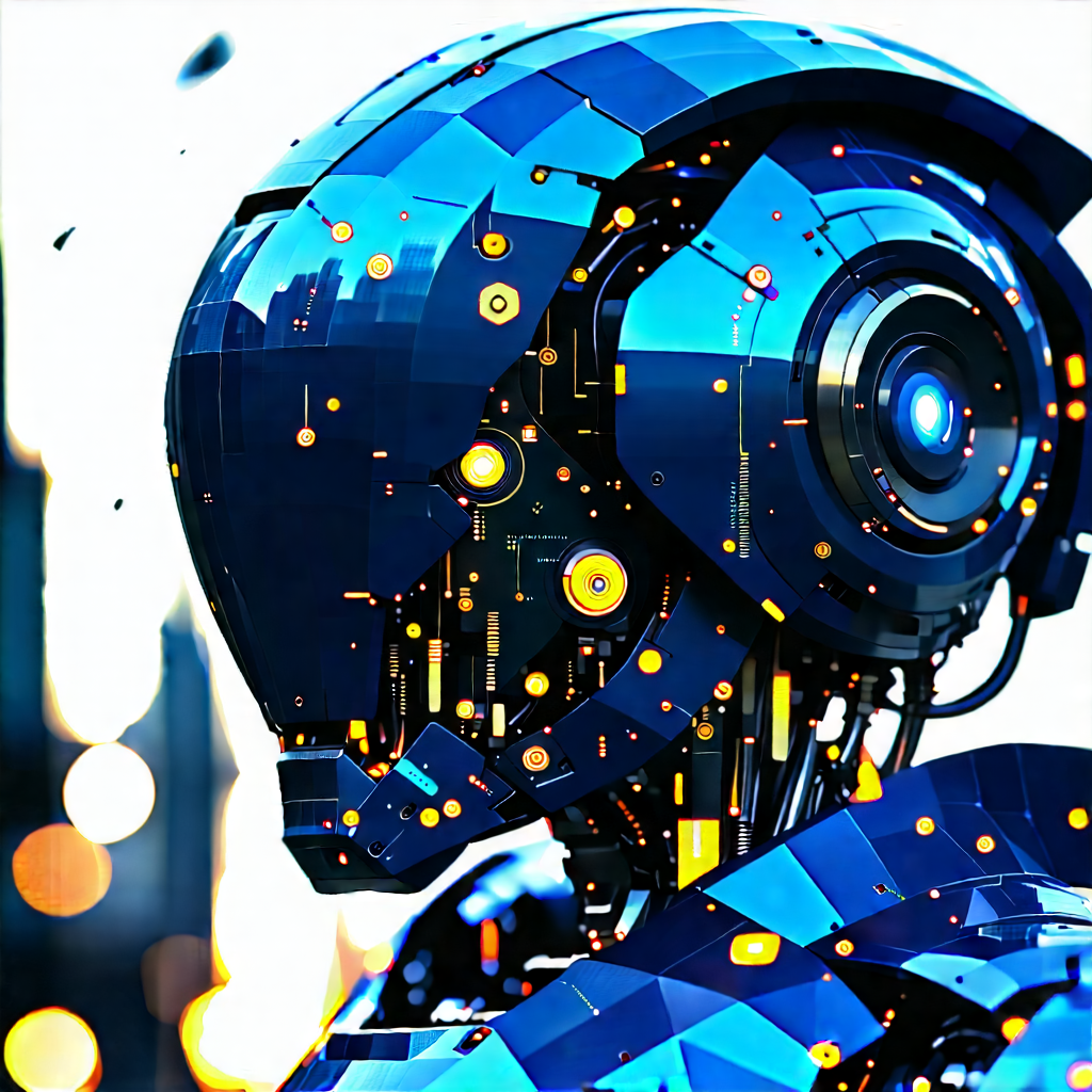 Robot With Digital Particles With Image, There