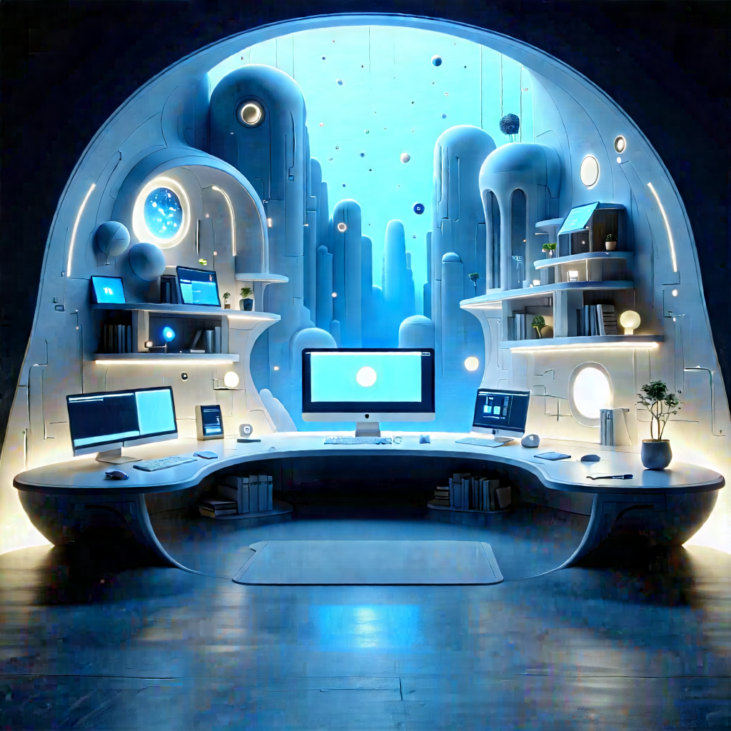 Futuristic Tech Startup Office With Image, There