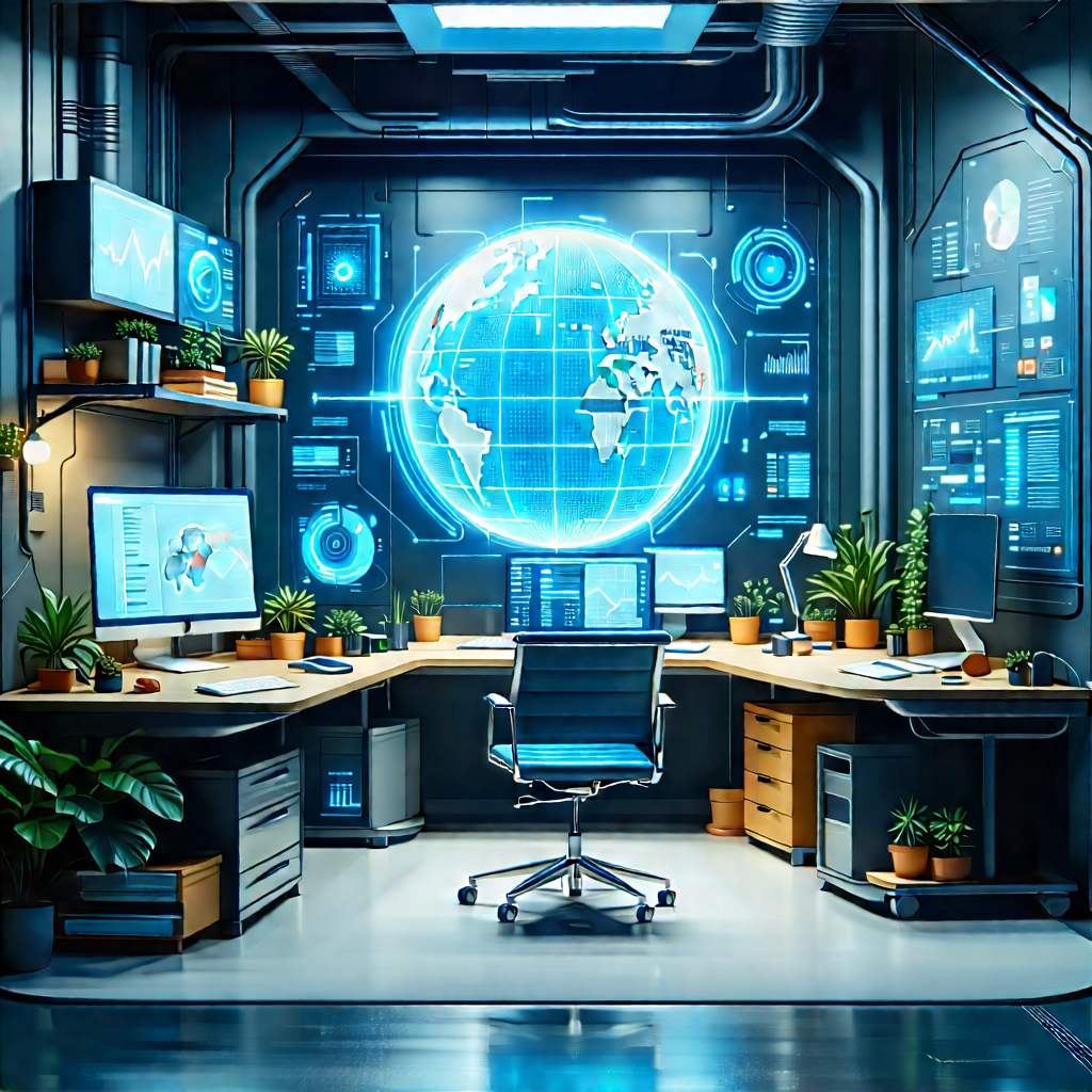 Futuristic Tech Startup Office With Image, There