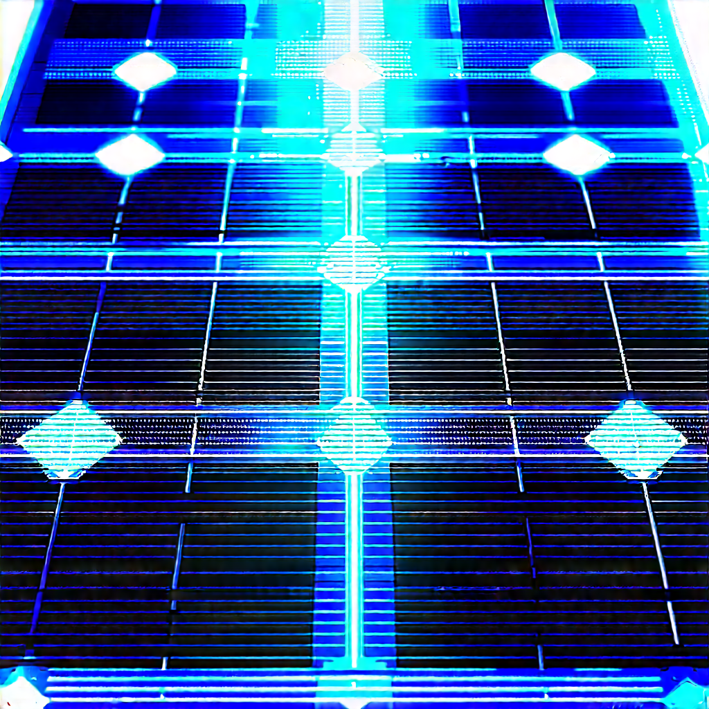 Solar panel with blue light (glow:1.15)