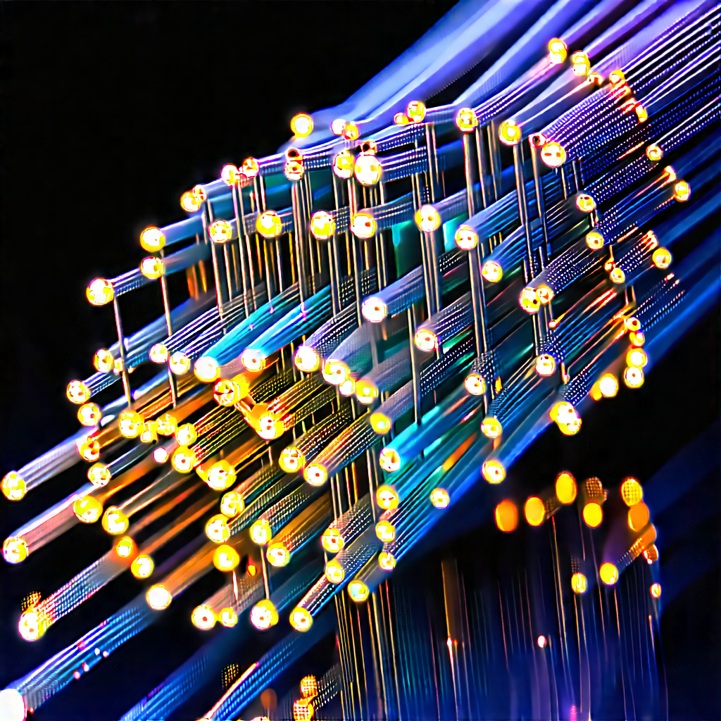 Close-up Of Fiber Optic Cables With Close-up Bunch