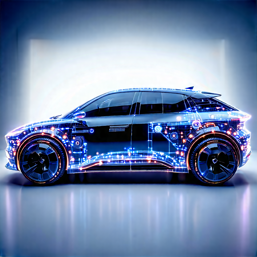 Innovative Electric Vehicle (design:1.32) With Futuristic Blue
