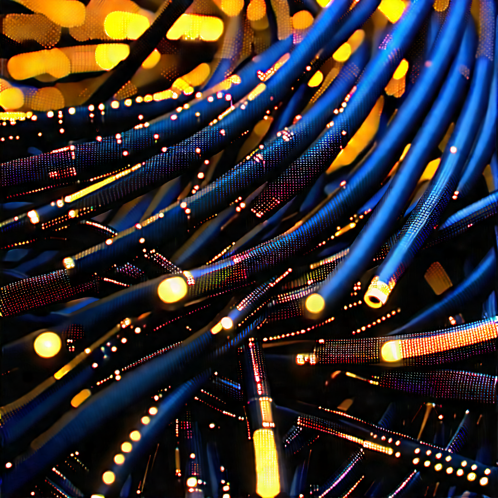 Close-up Of Fiber Optic Cables With Close-up Large