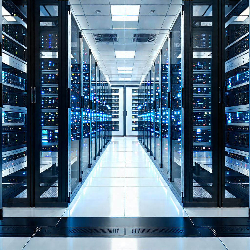 Server Rack With Data Streams With Large Room