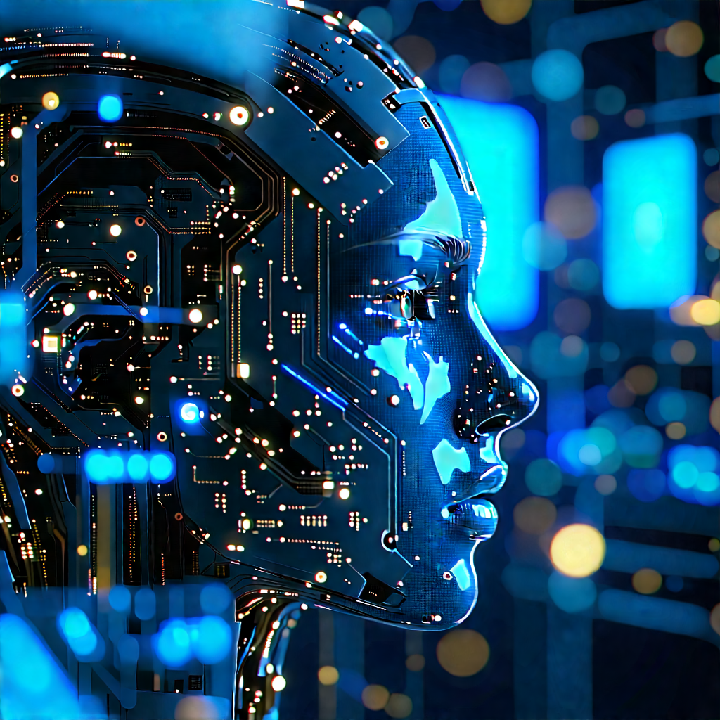 Artificial Intelligence Visualization With Close-up Computer
