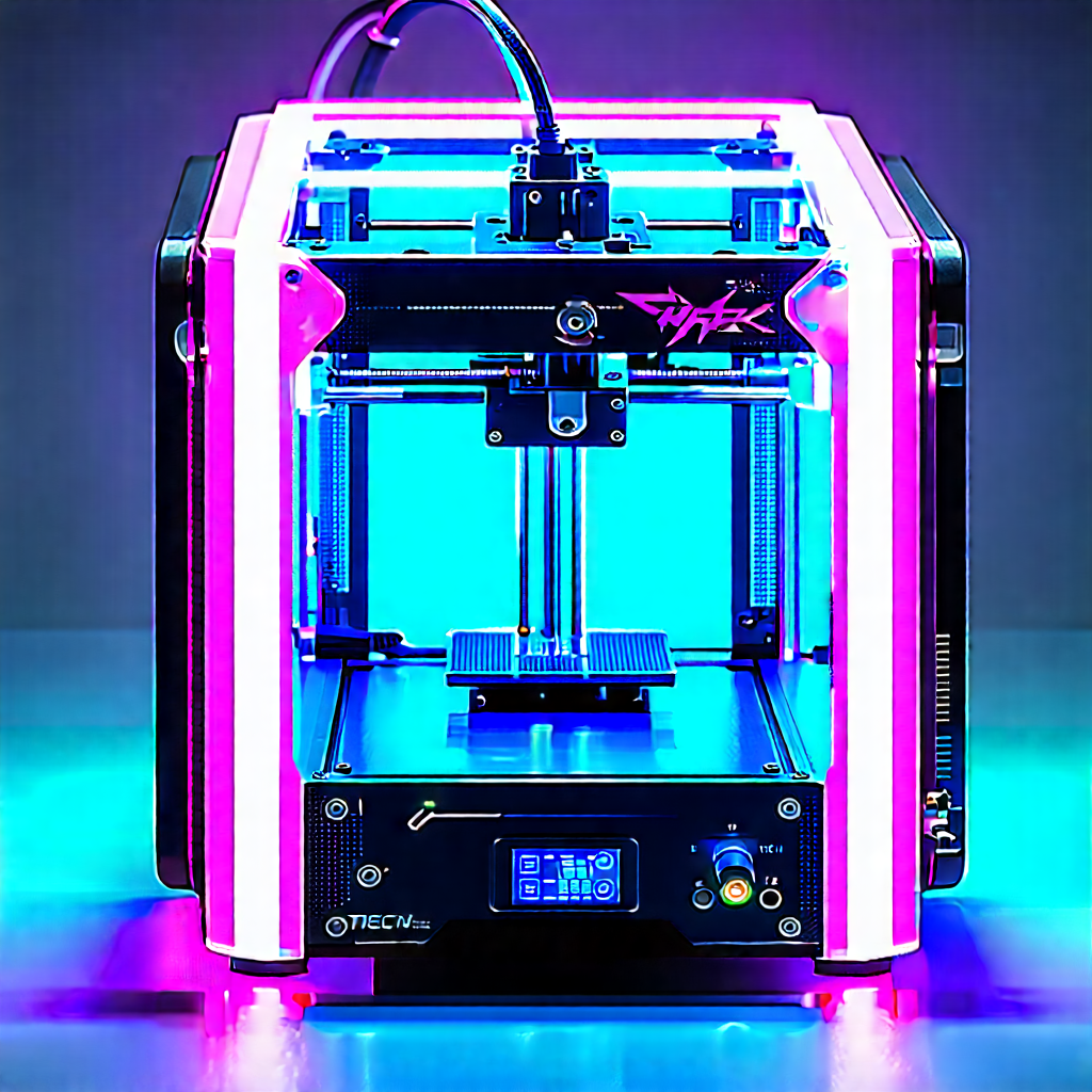 3d Printer With Neon Accents With Printer Sitting