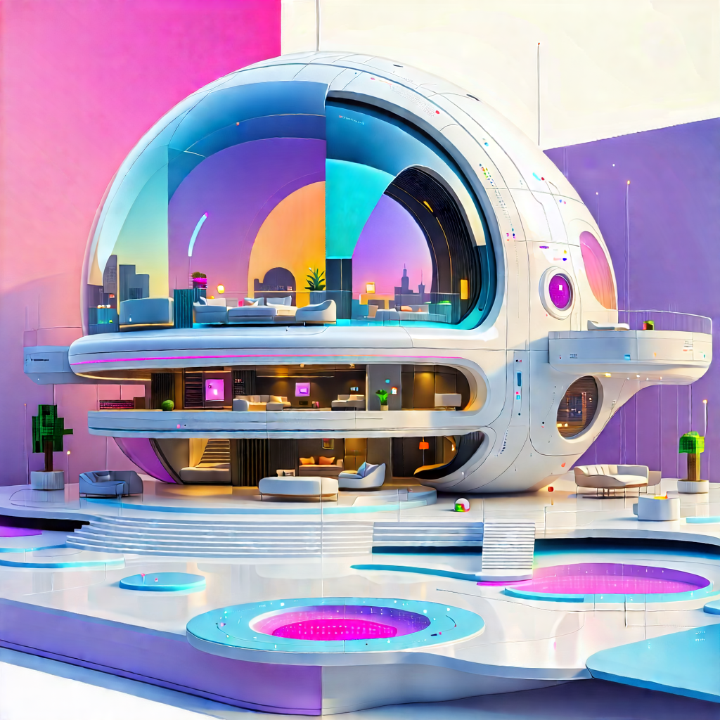 (futuristic:1.37) Smart Home With Image, There