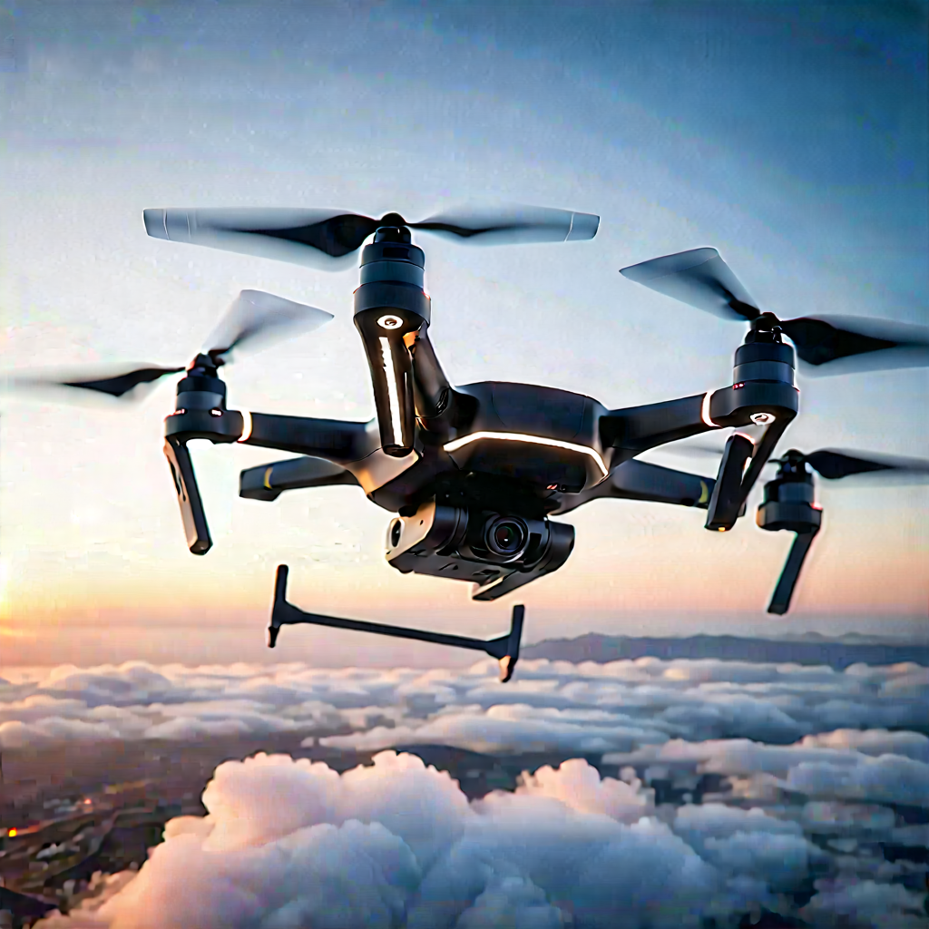 Drone With Digital Artwork With Drone Flying