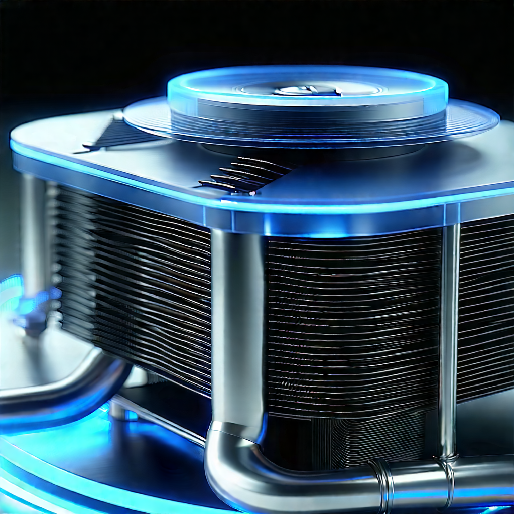 Close-up Of Cooling System With Large Blue