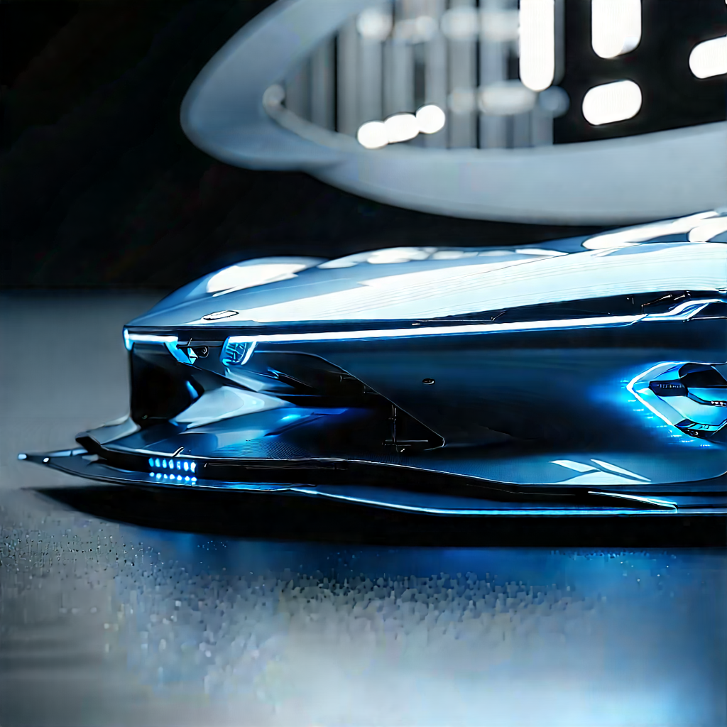 Automotive Technology In Design Studio With Futuristic Blue
