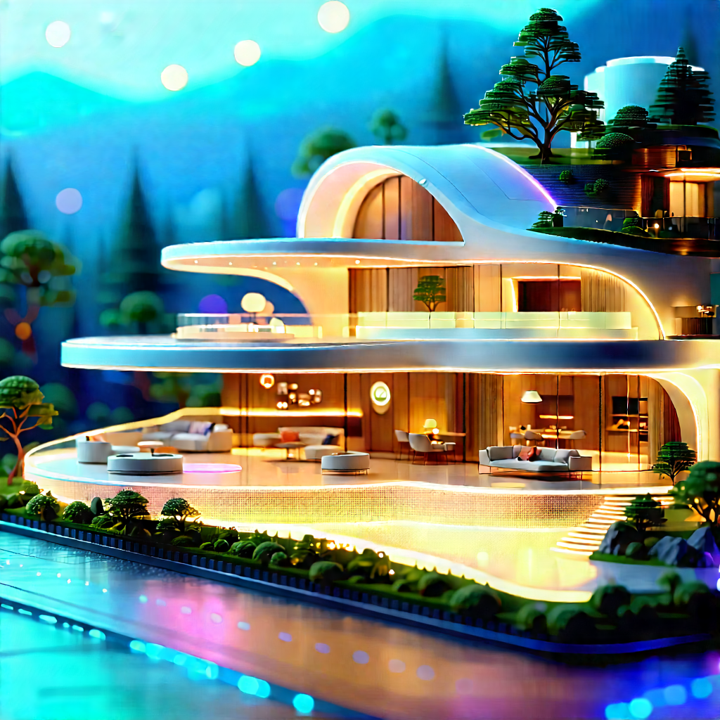 (futuristic:1.35) smart home