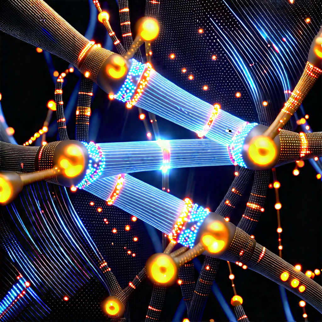Close-up of fiber optic cables