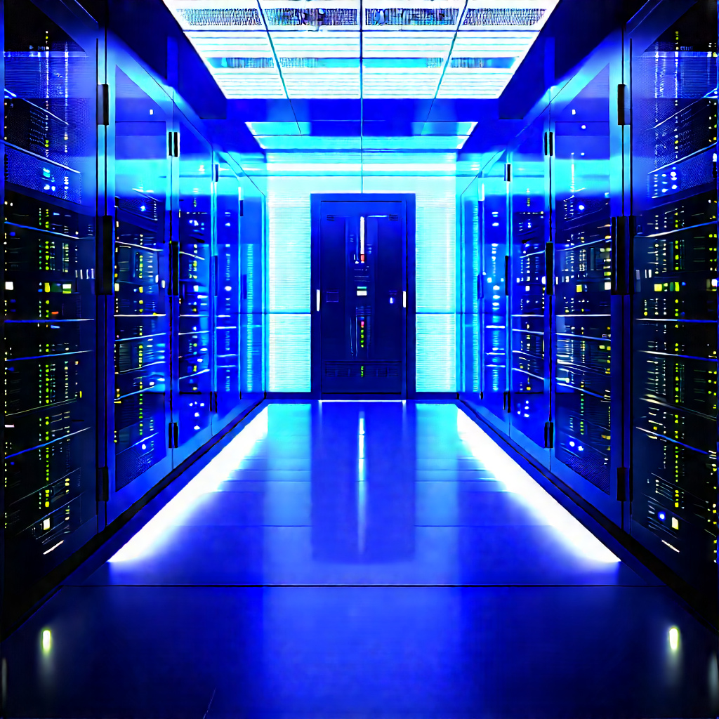 Futuristic Server Room With Large Room