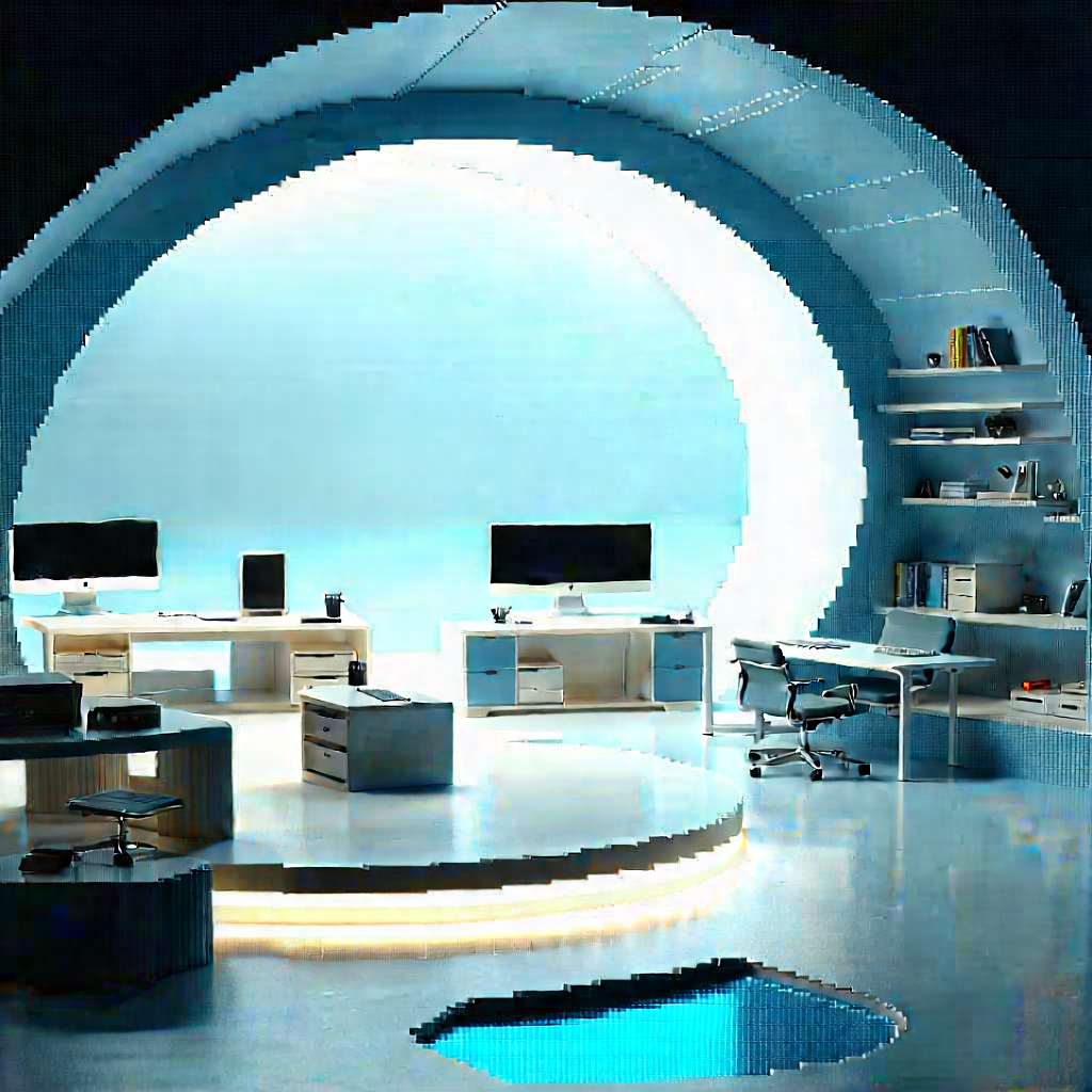 Futuristic Tech Startup Office With Futuristic Office