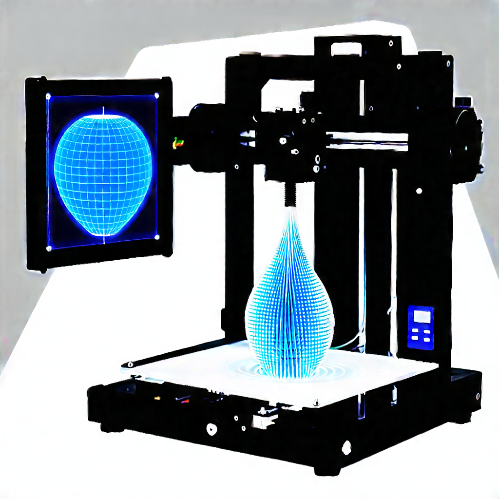 3d Printer With Data Streams With Printer Shown