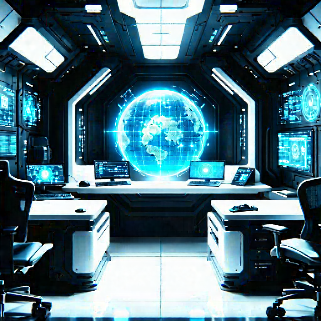 (futuristic:1.4) (digital:1.38) Workspace With Image, There