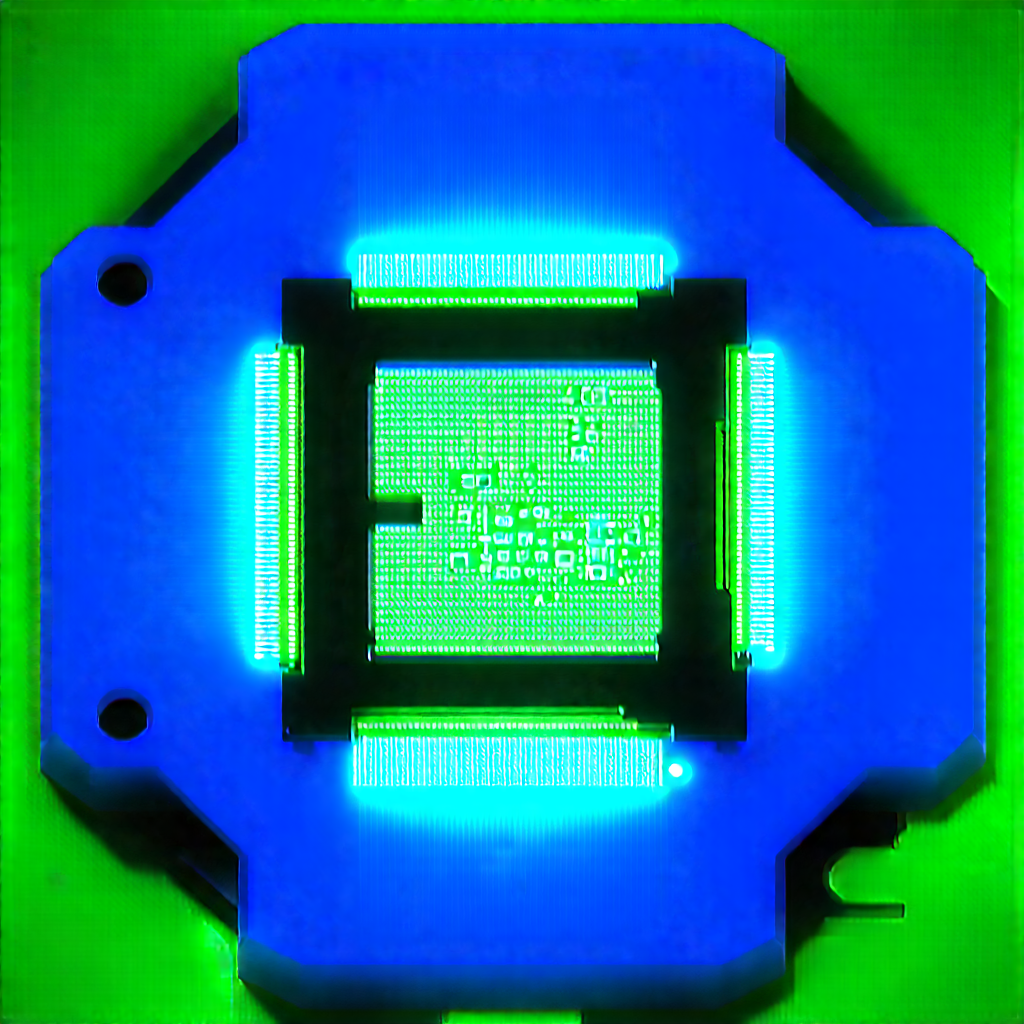 Microchip with blue light glow
