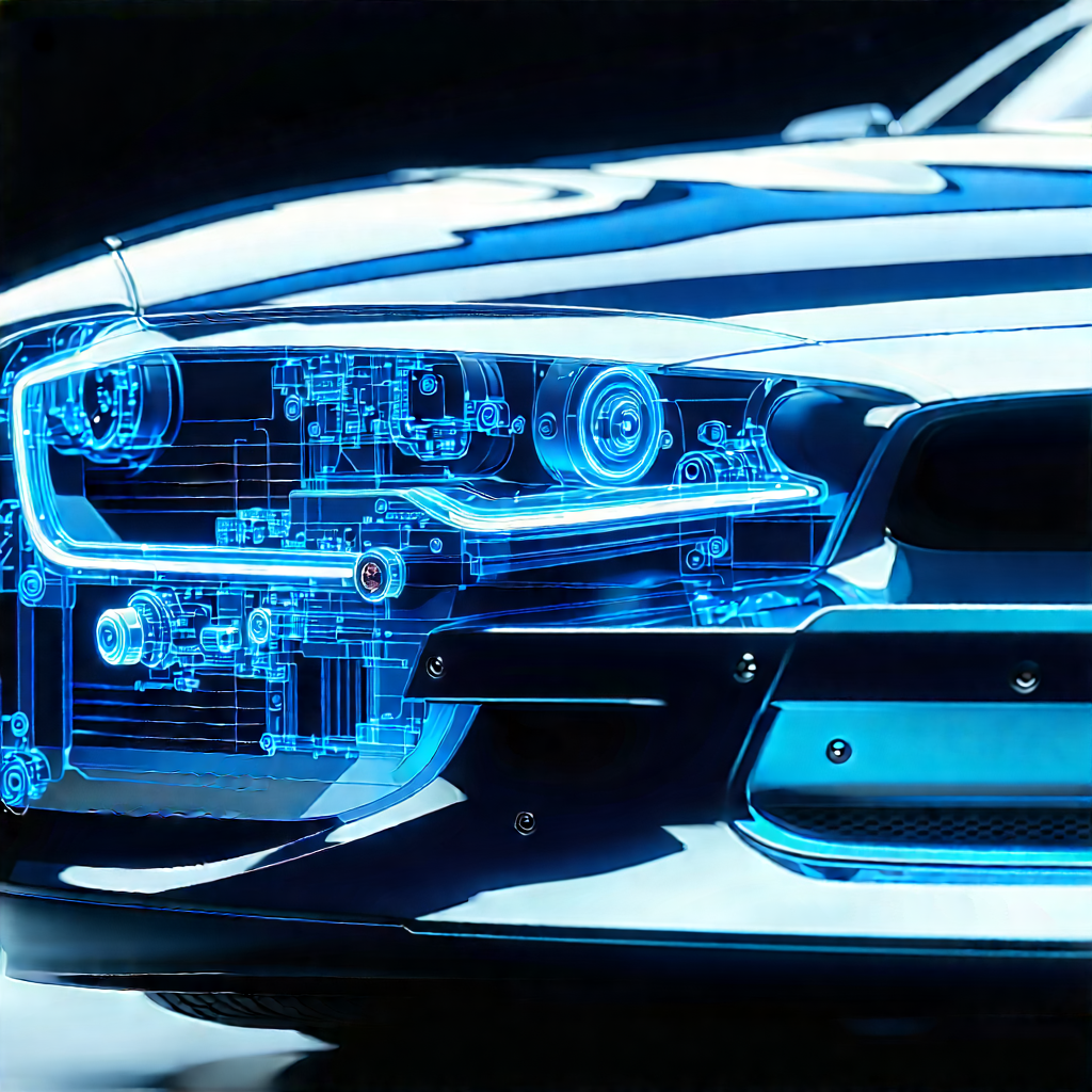 Automotive Technology In Research Center With Blue Futuristic