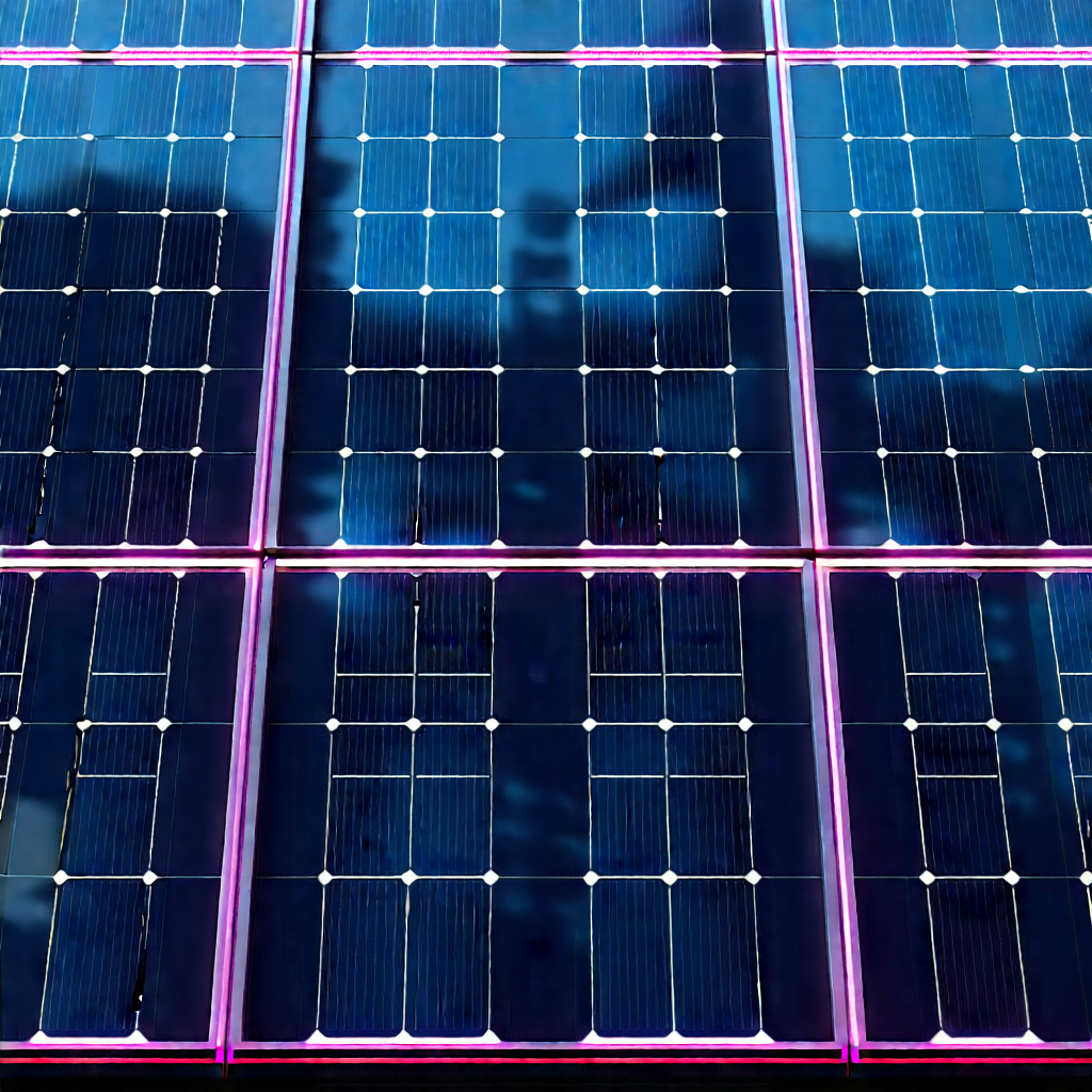 Solar Panel With Neon Accents With Large Solar