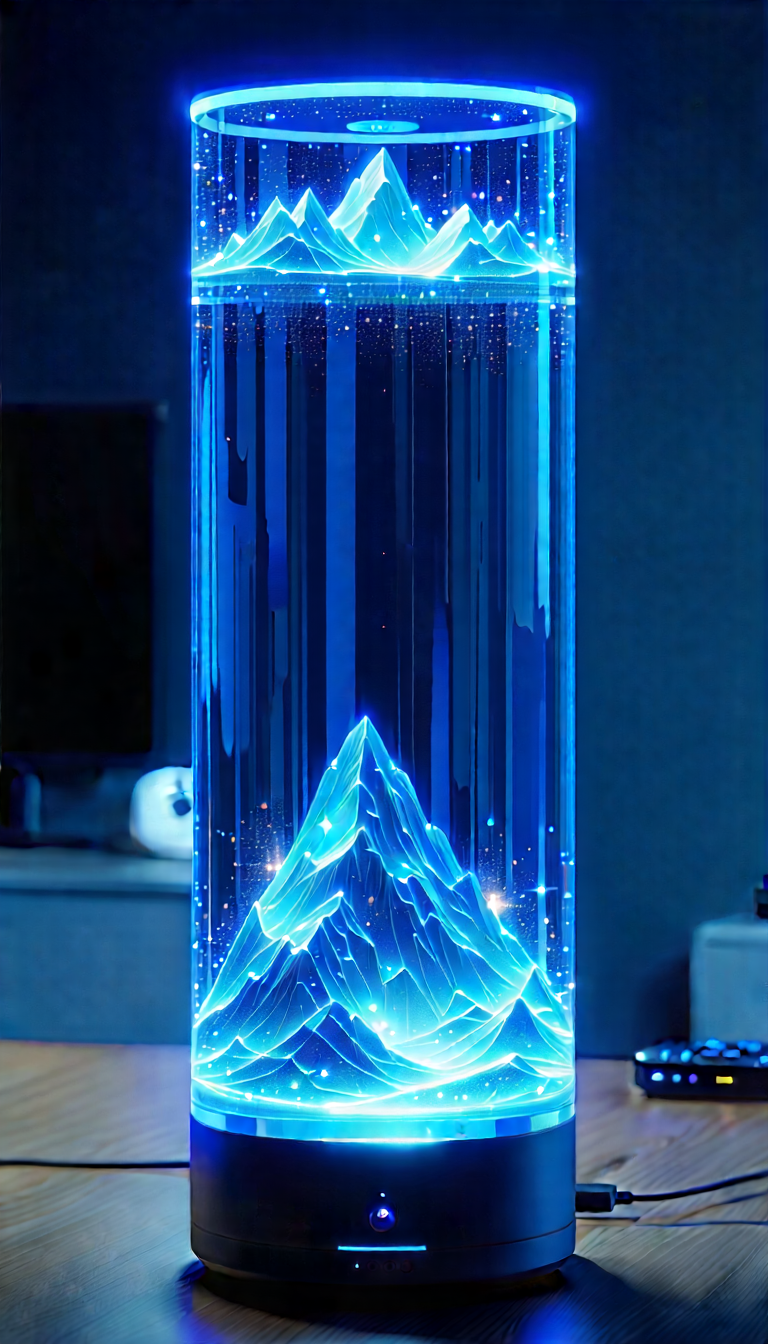 Smart Home Device With Digital Artwork With Tall, Blue,
