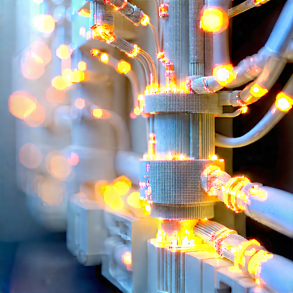 Close-up Of Fiber Optic Cables With Close-up Large,