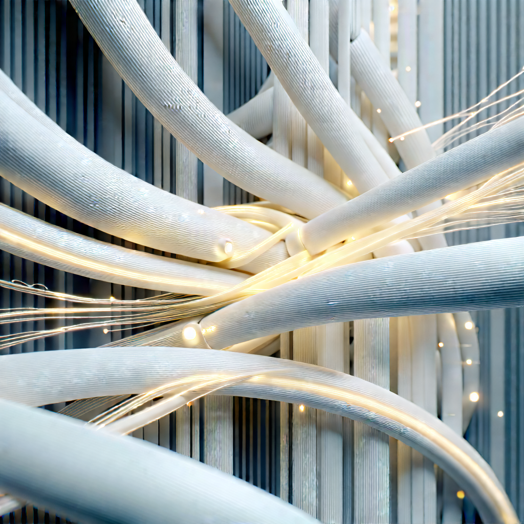 Close-up Of Fiber Optic Cables With Close-up Bunch
