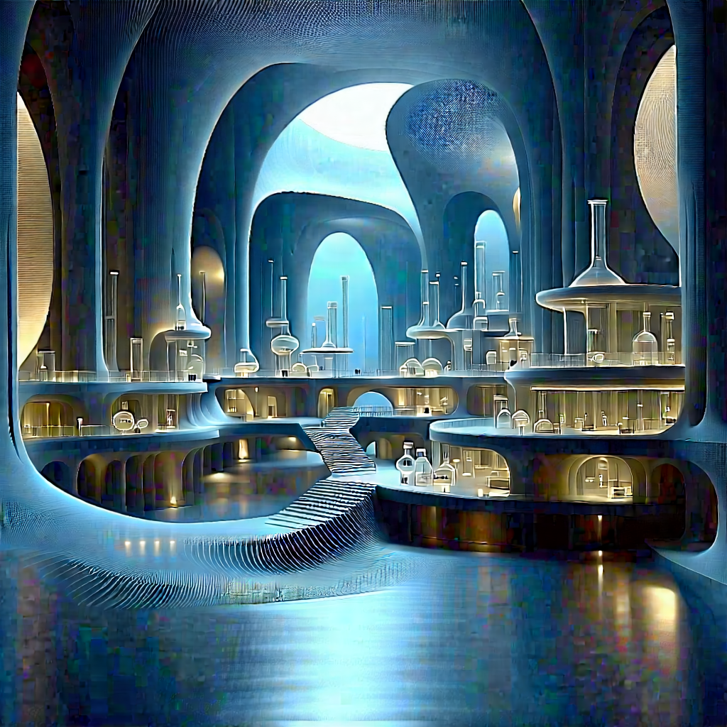 Futuristic Research Laboratory With Image, There