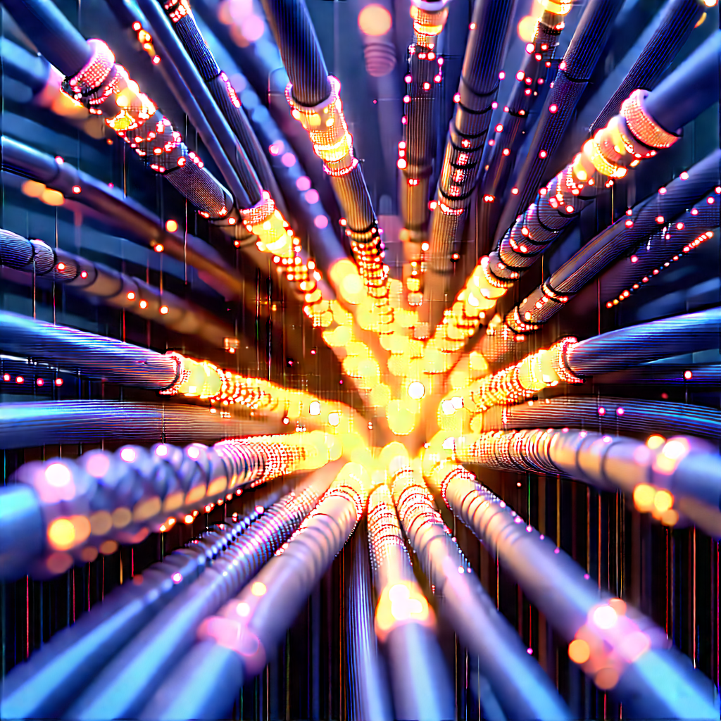 Close-up Of Fiber Optic Cables With Close-up Large